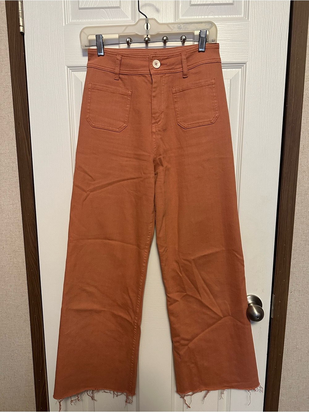 High-Rise Wide Leg Jeans in Rust Orange